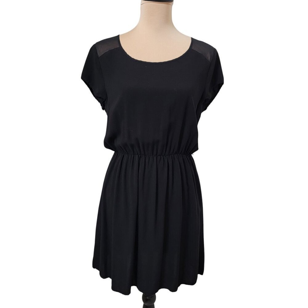 Divided Size 12 Sheer Upper Basic Black Dress, Elastic Waistband.  Gently Used